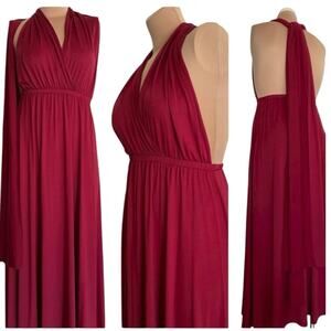 Castle Ibtom Convertible Maxi Dress Red Multiway Bridesmaid Formal Halter - S